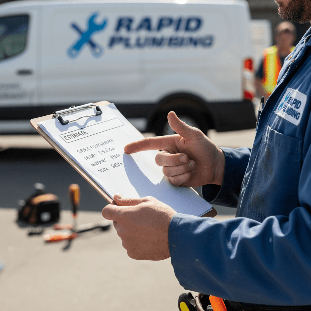 Service professional providing detailed quote